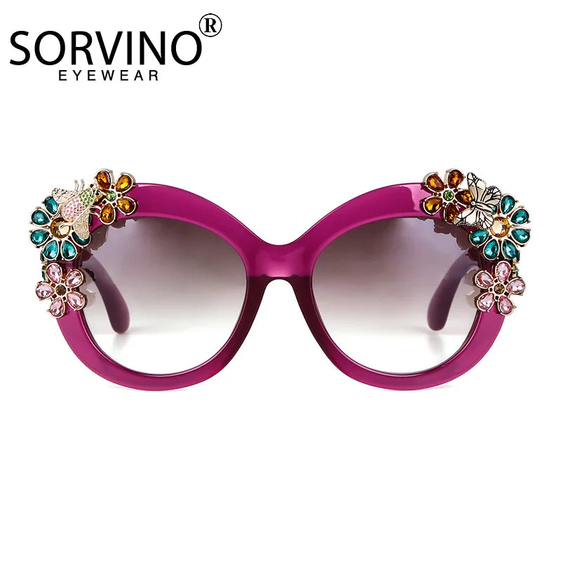 Daisy - Oversized Flower Diamond Luxury Brand Designer Sunglasses