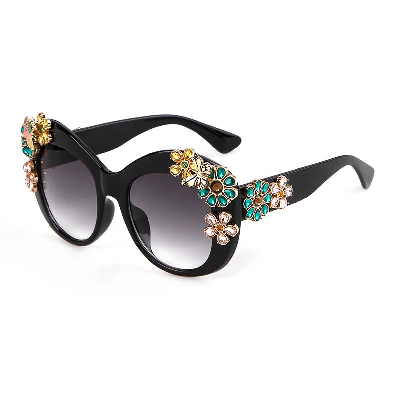 Daisy - Oversized Flower Diamond Luxury Brand Designer Sunglasses