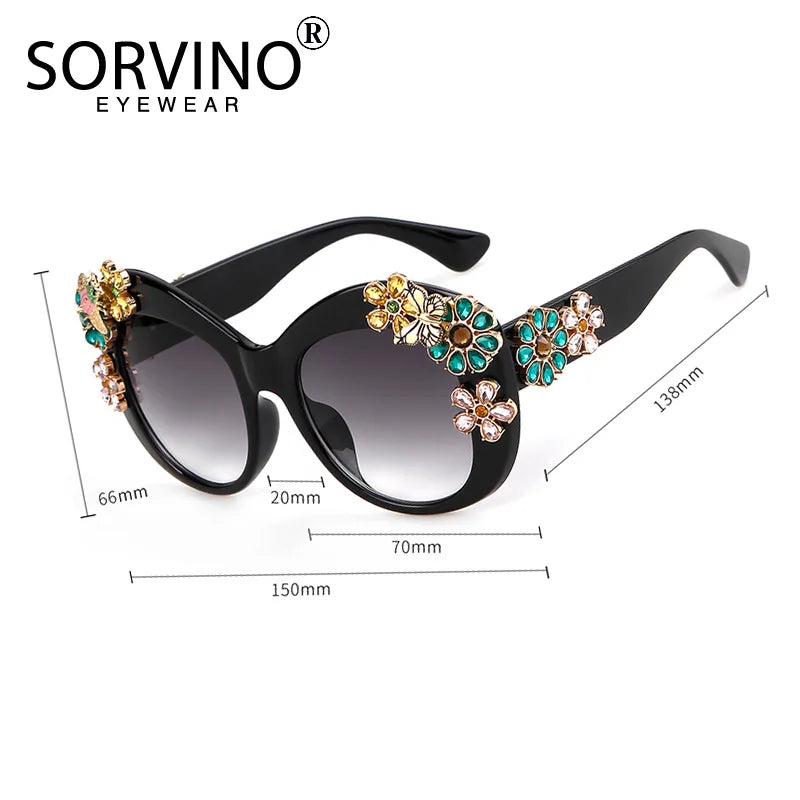 Daisy - Oversized Flower Diamond Luxury Brand Designer Sunglasses