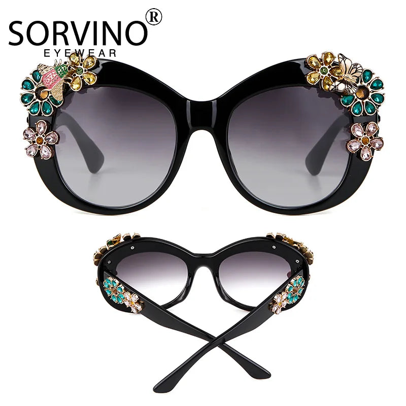 Daisy - Oversized Flower Diamond Luxury Brand Designer Sunglasses