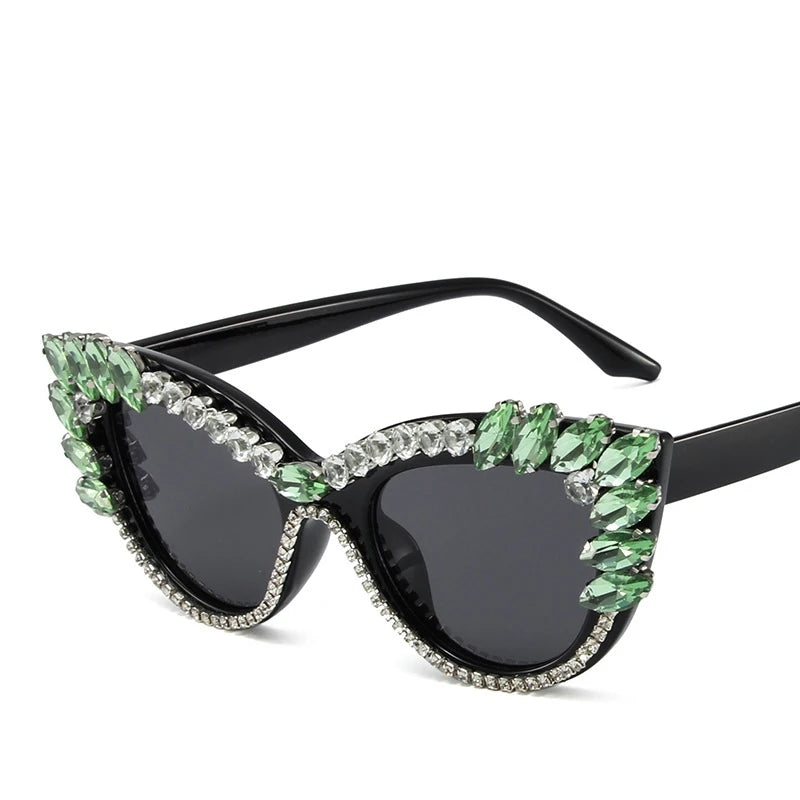 Uptown - Diamond Cat Eye Luxury Designer Rhinestone Sunglasses UV400