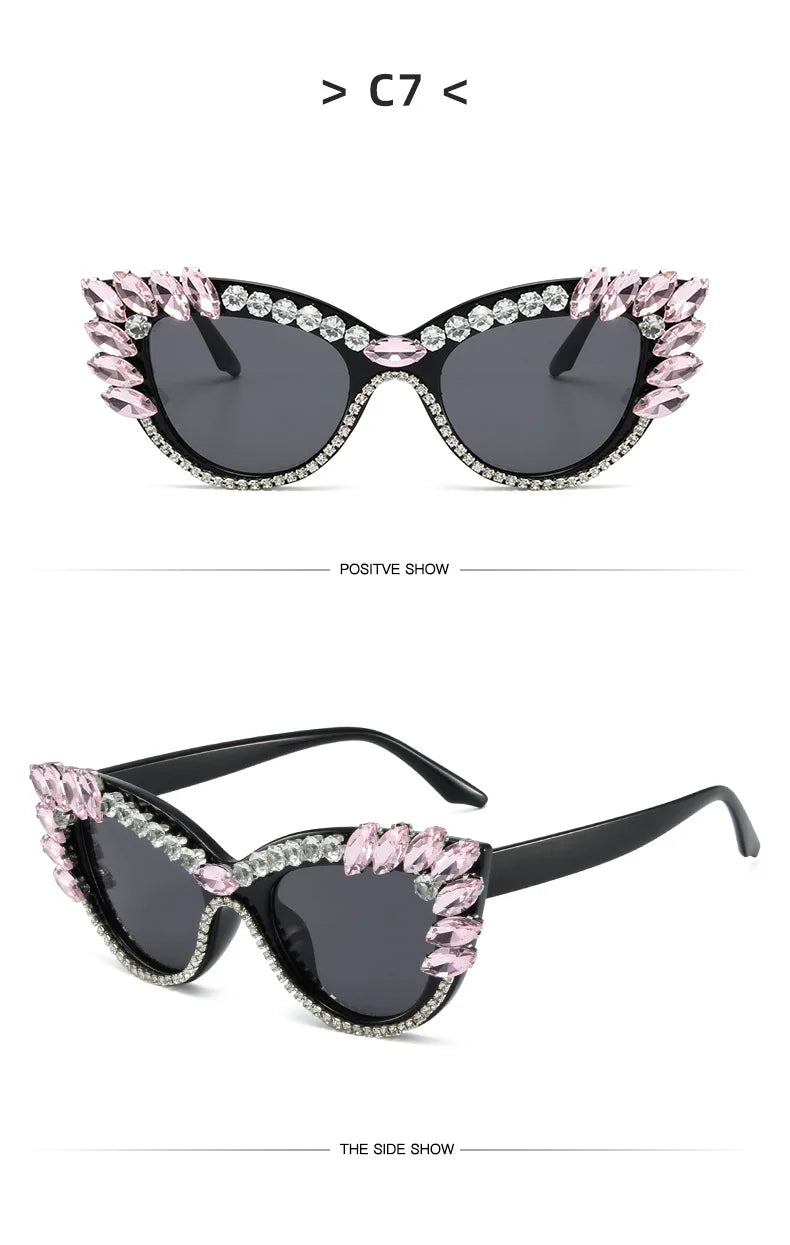 Uptown - Diamond Cat Eye Luxury Designer Rhinestone Sunglasses UV400