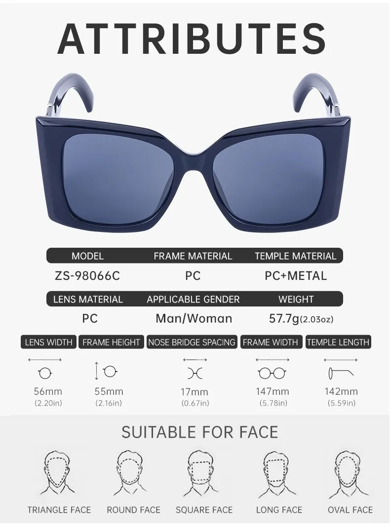 Sherry Shadow - Cat Eye Luxury Brand Designer Big Frame Sunglass
