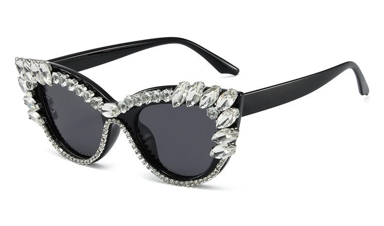 Uptown - Diamond Cat Eye Luxury Designer Rhinestone Sunglasses UV400