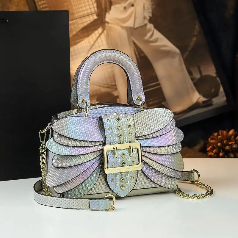 The Pearl - THe New Pearl Riveted Wings Leather handbag