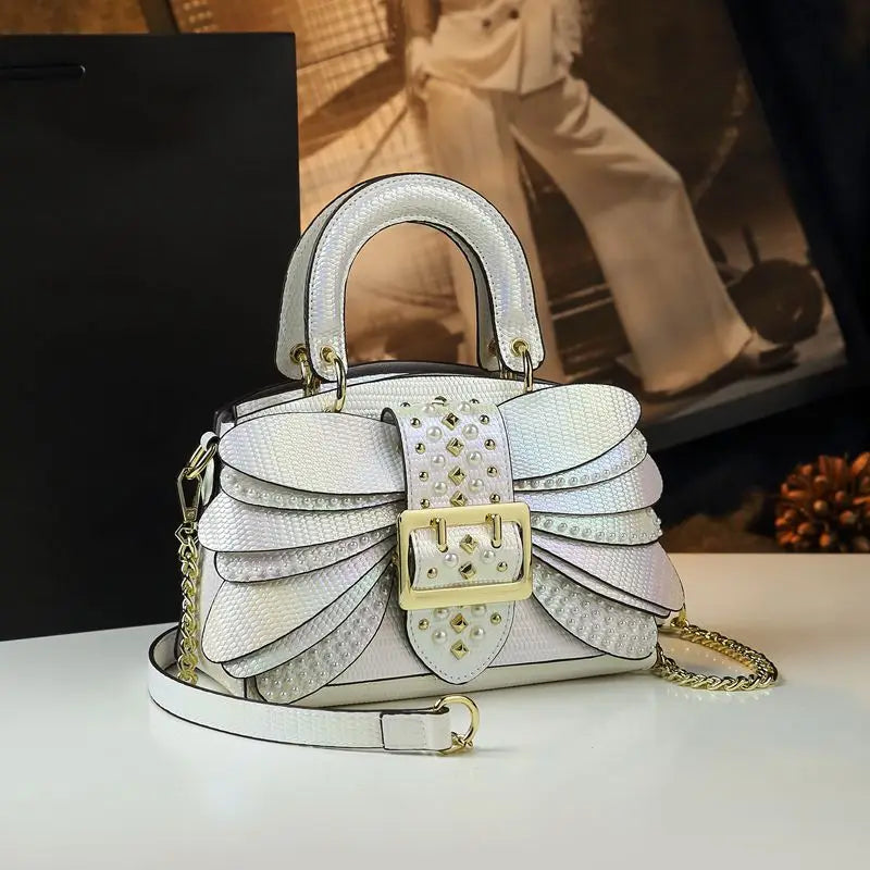The Pearl - THe New Pearl Riveted Wings Leather handbag
