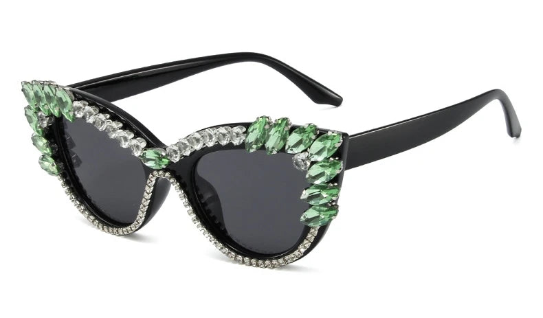 Uptown - Diamond Cat Eye Luxury Designer Rhinestone Sunglasses UV400