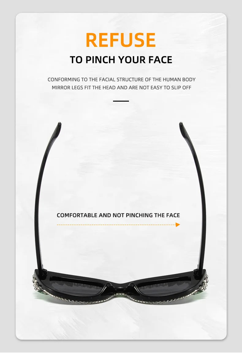 Uptown - Diamond Cat Eye Luxury Designer Rhinestone Sunglasses UV400