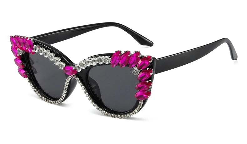 Uptown - Diamond Cat Eye Luxury Designer Rhinestone Sunglasses UV400