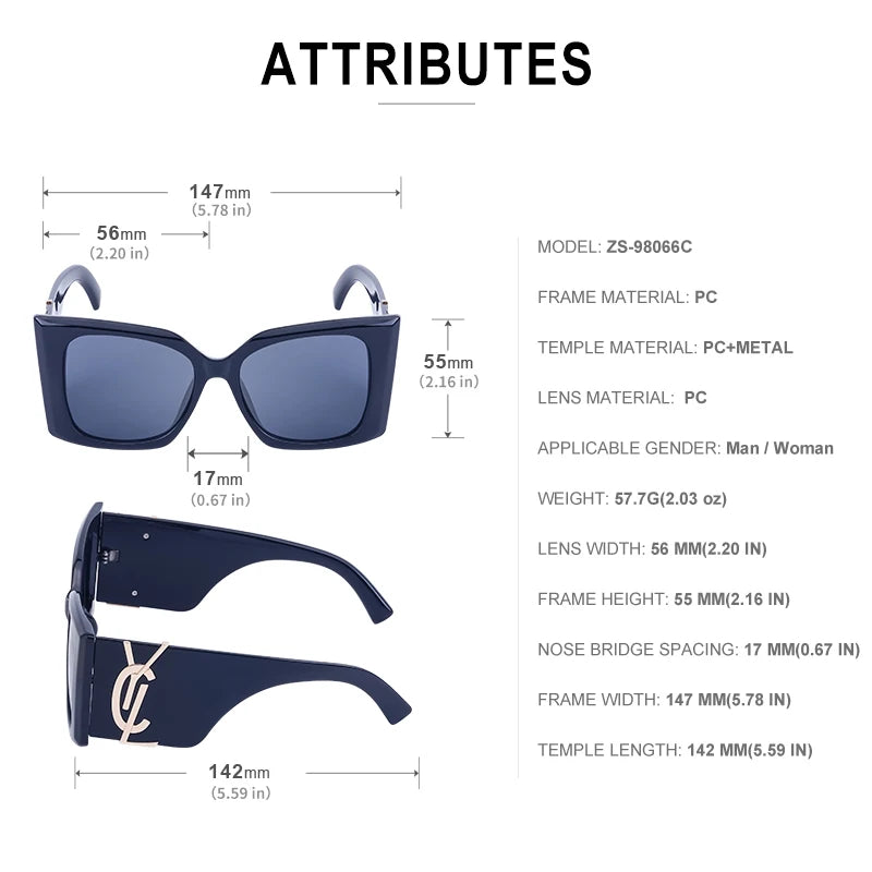 Sherry Shadow - Cat Eye Luxury Brand Designer Big Frame Sunglass