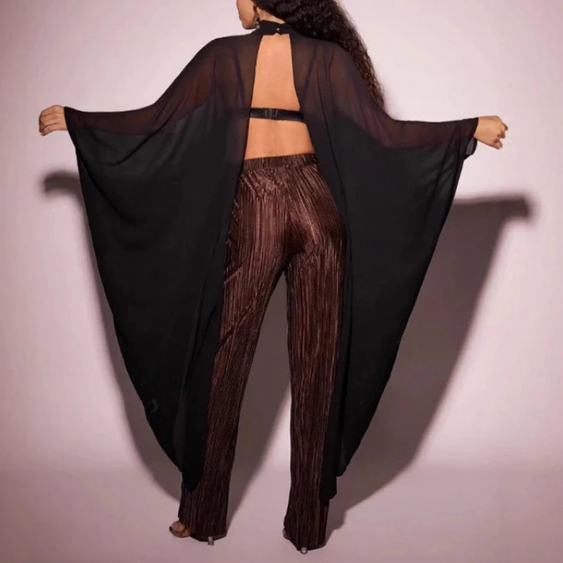 Chic - Batwing Shirt Pullover See Through Elegant Flowing Top