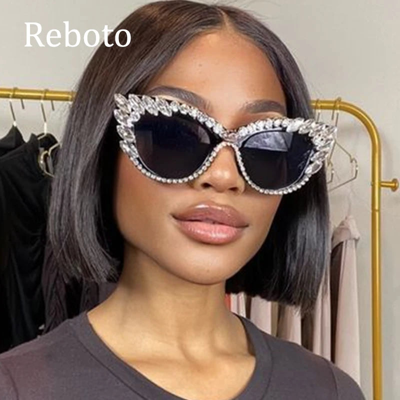 Uptown - Diamond Cat Eye Luxury Designer Rhinestone Sunglasses UV400