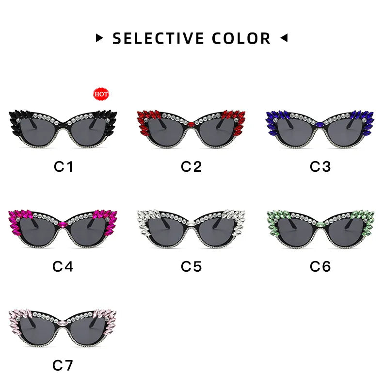 Uptown - Diamond Cat Eye Luxury Designer Rhinestone Sunglasses UV400