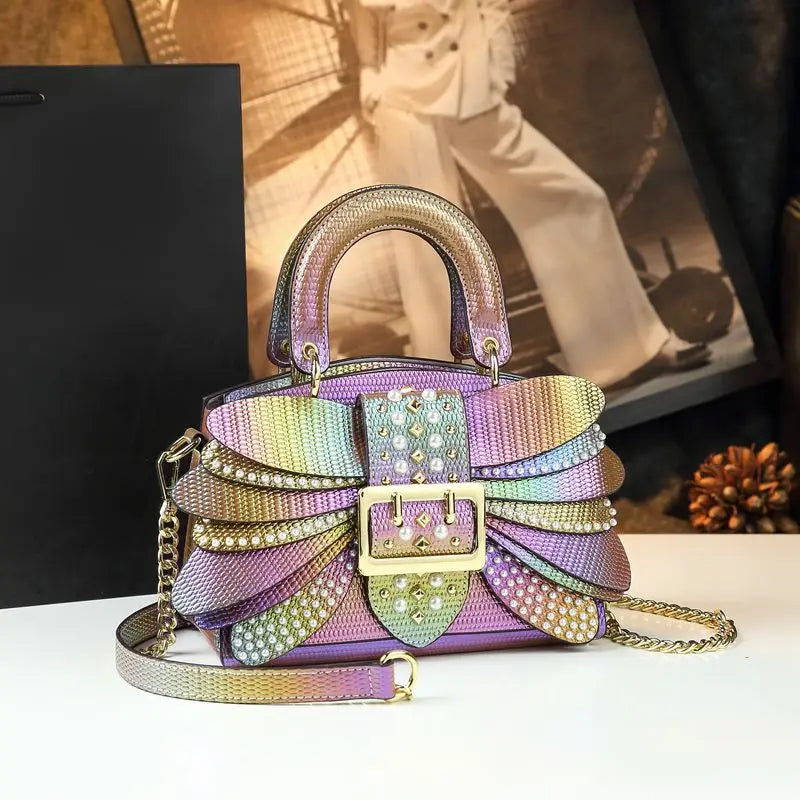 The Pearl - THe New Pearl Riveted Wings Leather handbag