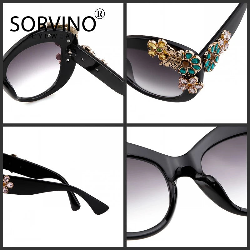 Daisy -  Oversized Flower Diamond Luxury Brand Designer Sunglasses