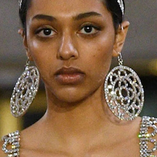 The Exaggerated - Large Rhinestone Flower Crystal Circle Drop Earrings
