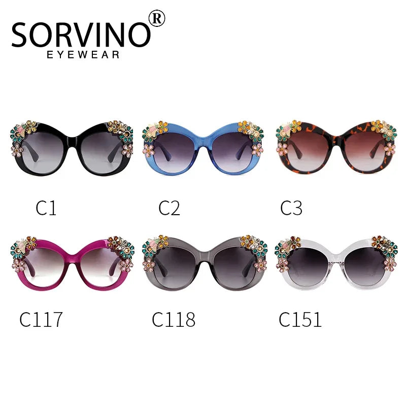 Daisy -  Oversized Flower Diamond Luxury Brand Designer Sunglasses