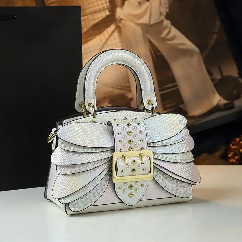 The Pearl -  THe New Pearl Riveted Wings  Leather handbag