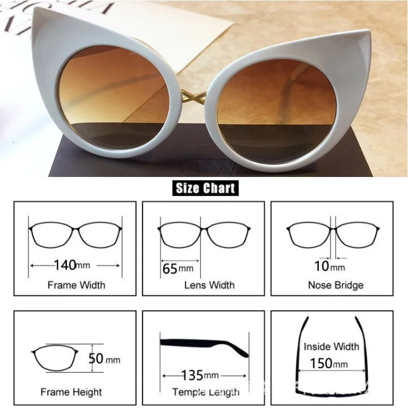 Kat - CatEye Sunglasses Woman Butterfly Oversized Sunglasses