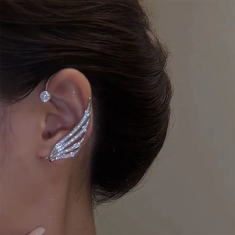 Angel Wings - Rhinestone Arc Ear Hanging Clip Ear Cuff